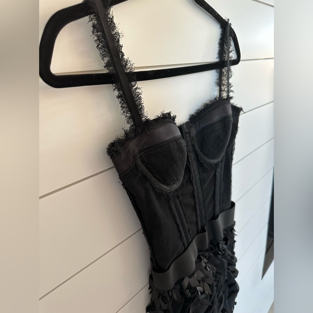 Dolce & Gabbana Paris Purchased Black Bustier Silk Bows Mini Dress 40 Exquisite!